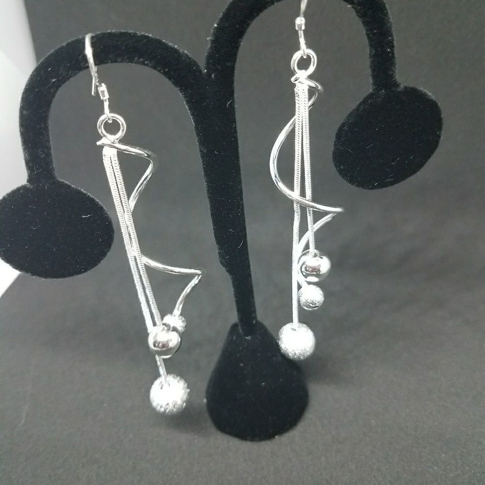 Silver Tone Drop Style Earrings